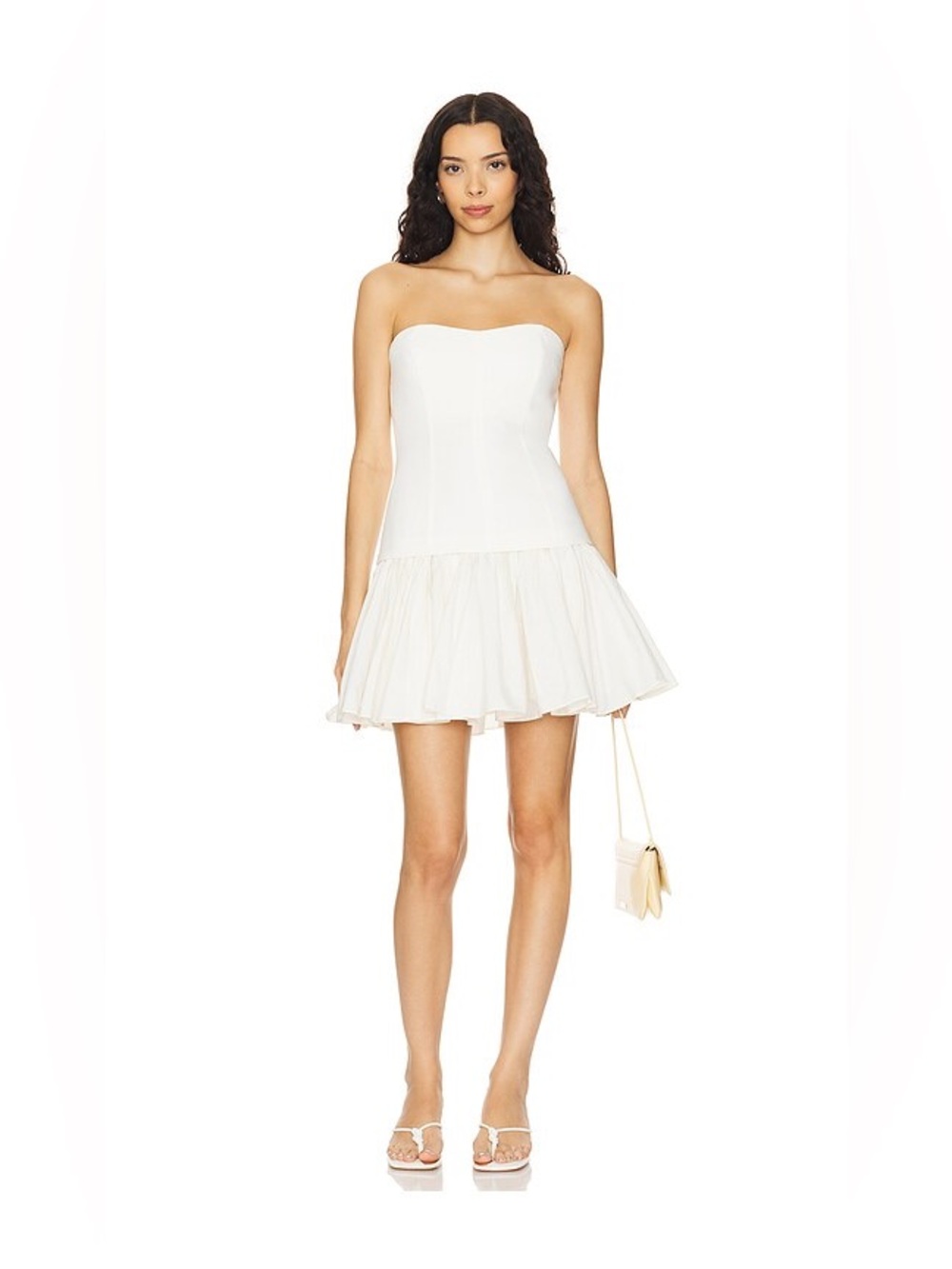 Cinq a Sept white ivory Amanda mini pleated strapless dress size 12